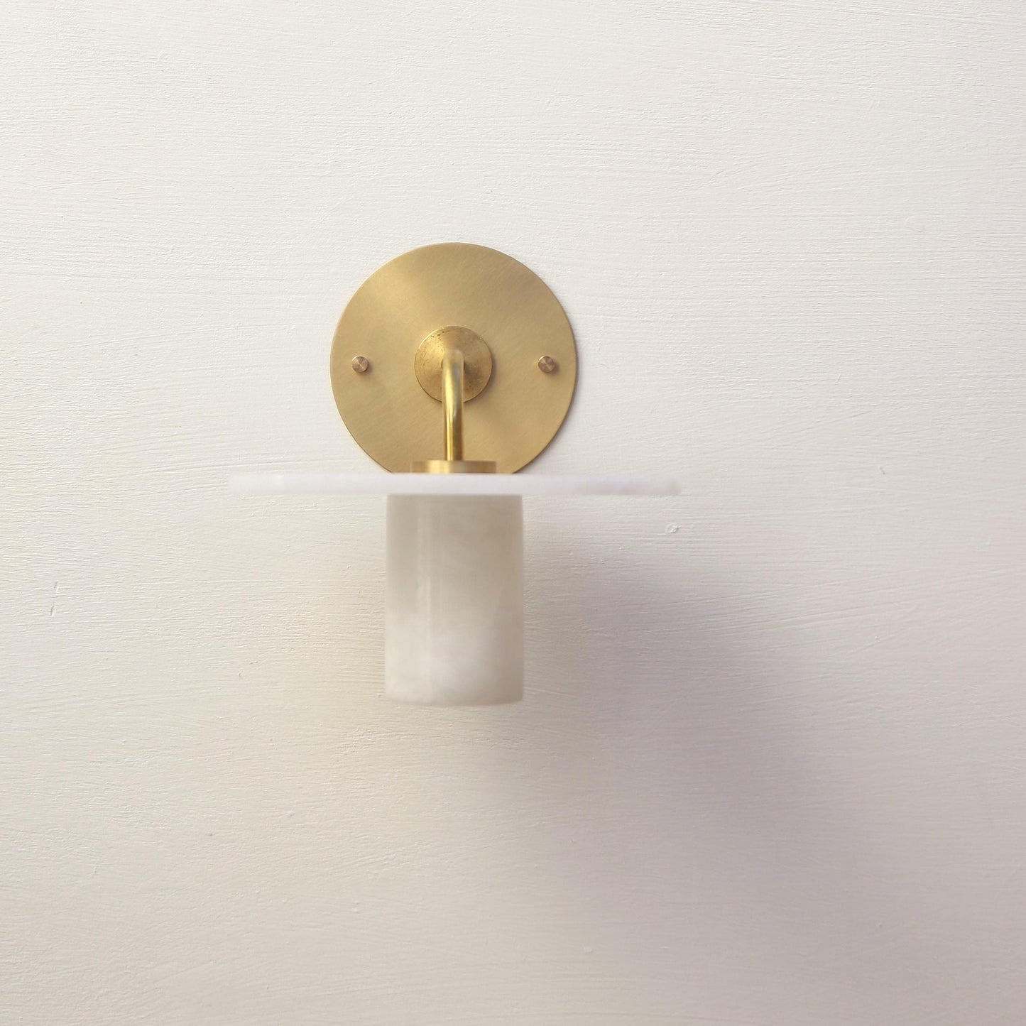 One-Light Wall Sconce with Alabaster Disc and Cylinder Shade