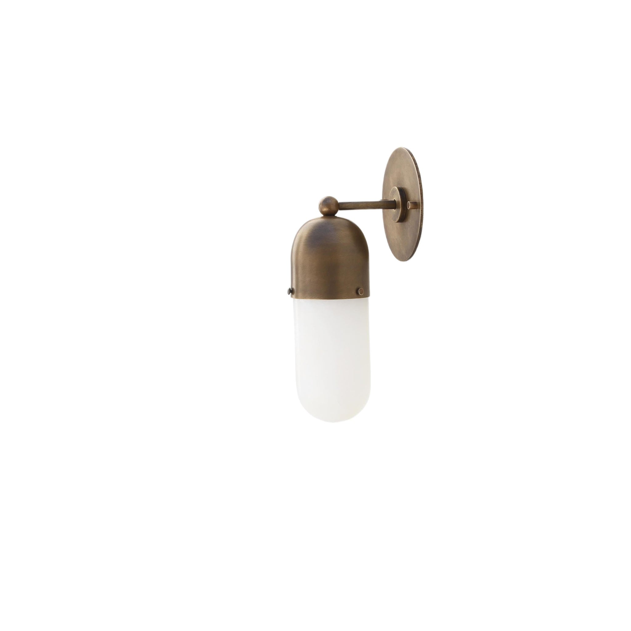 One-Light Wall Sconce with Brass Cap and Opal Glass Tube