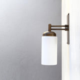 One-Light Wall Sconce with Opal Glass Cylinder and Rectangular Backplate