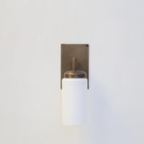 One-Light Wall Sconce with Opal Glass Cylinder and Rectangular Backplate