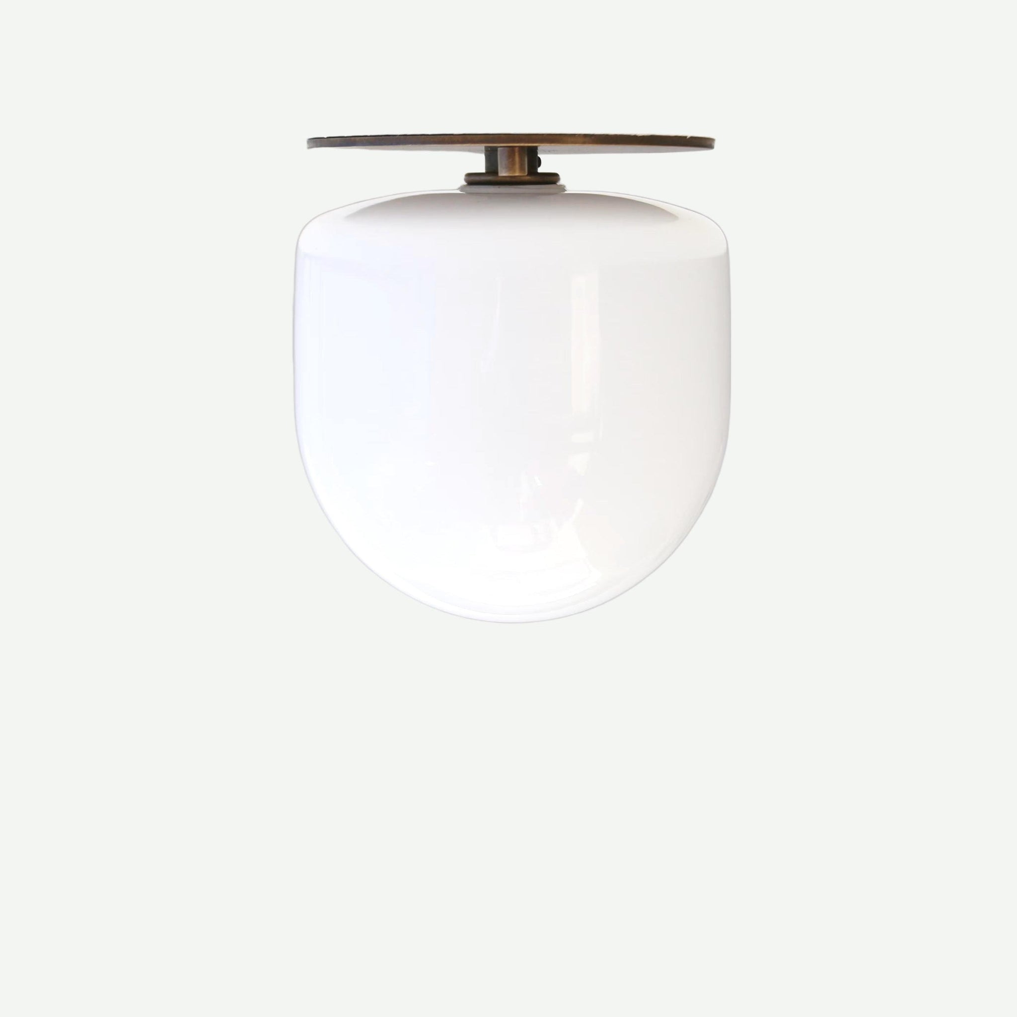 Opal Glass Dome Flush Mount Ceiling Light with Flat Brass Canopy