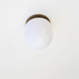 Opal Glass Dome Flush Mount Ceiling Light with Flat Brass Canopy