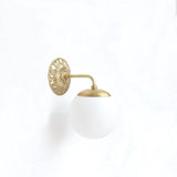Opal Globe Wall Sconce with Cast Brass Back Plate