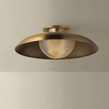 Patina Brass Prismatic Glass Semi Flush Ceiling Light