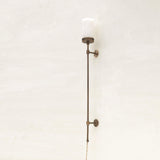 Plug-In Alabaster Cylinder Wall Sconce with Long Stem