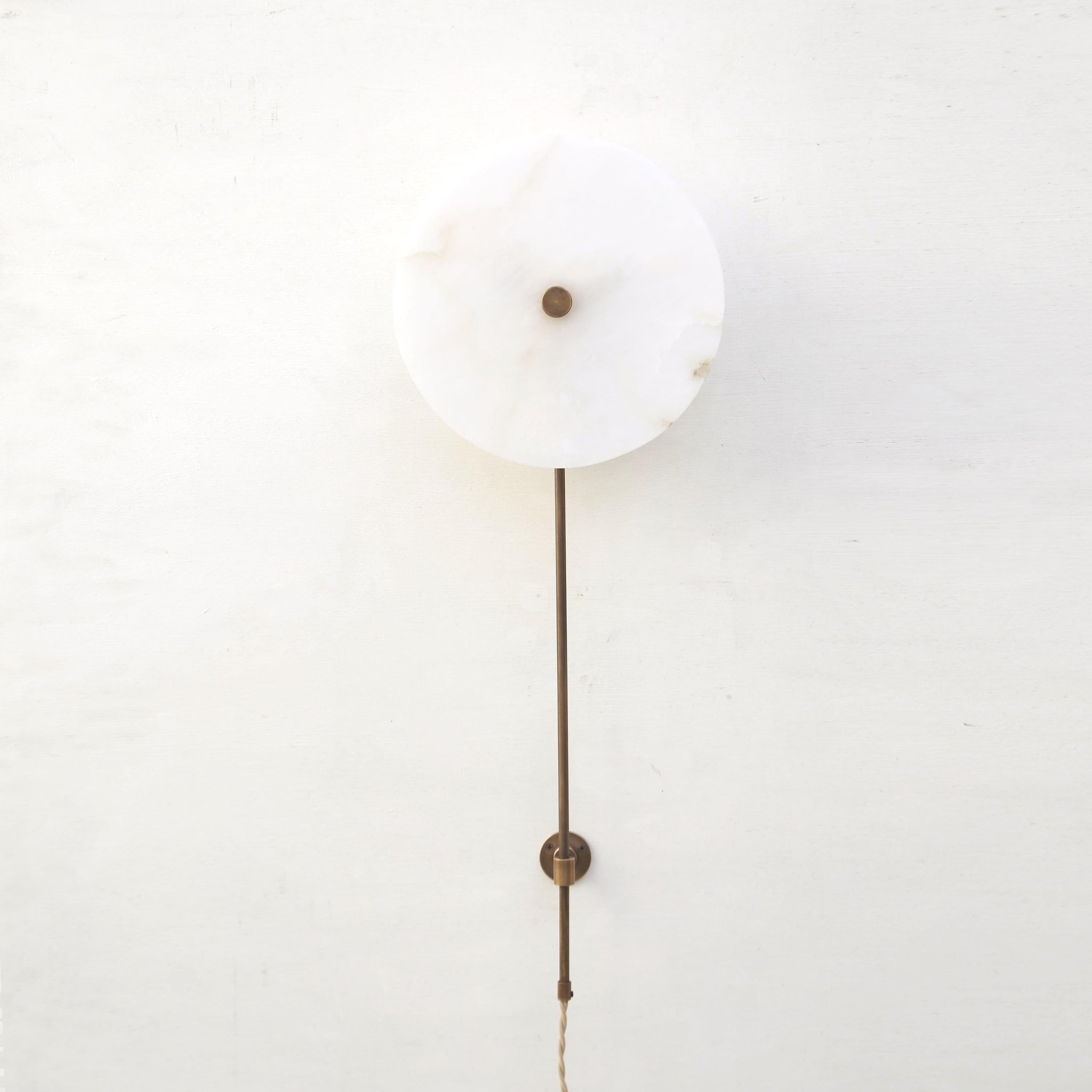 Plug-In Alabaster Disc Wall Sconce