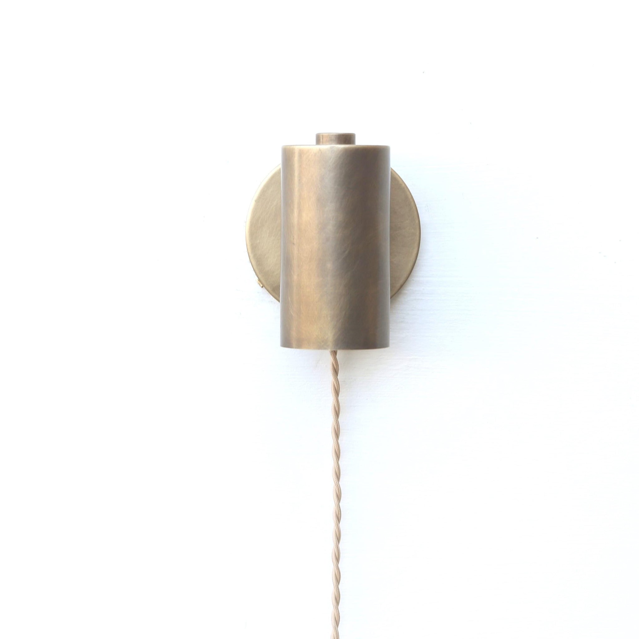 Plug-In Brass Cylinder Wall Sconce