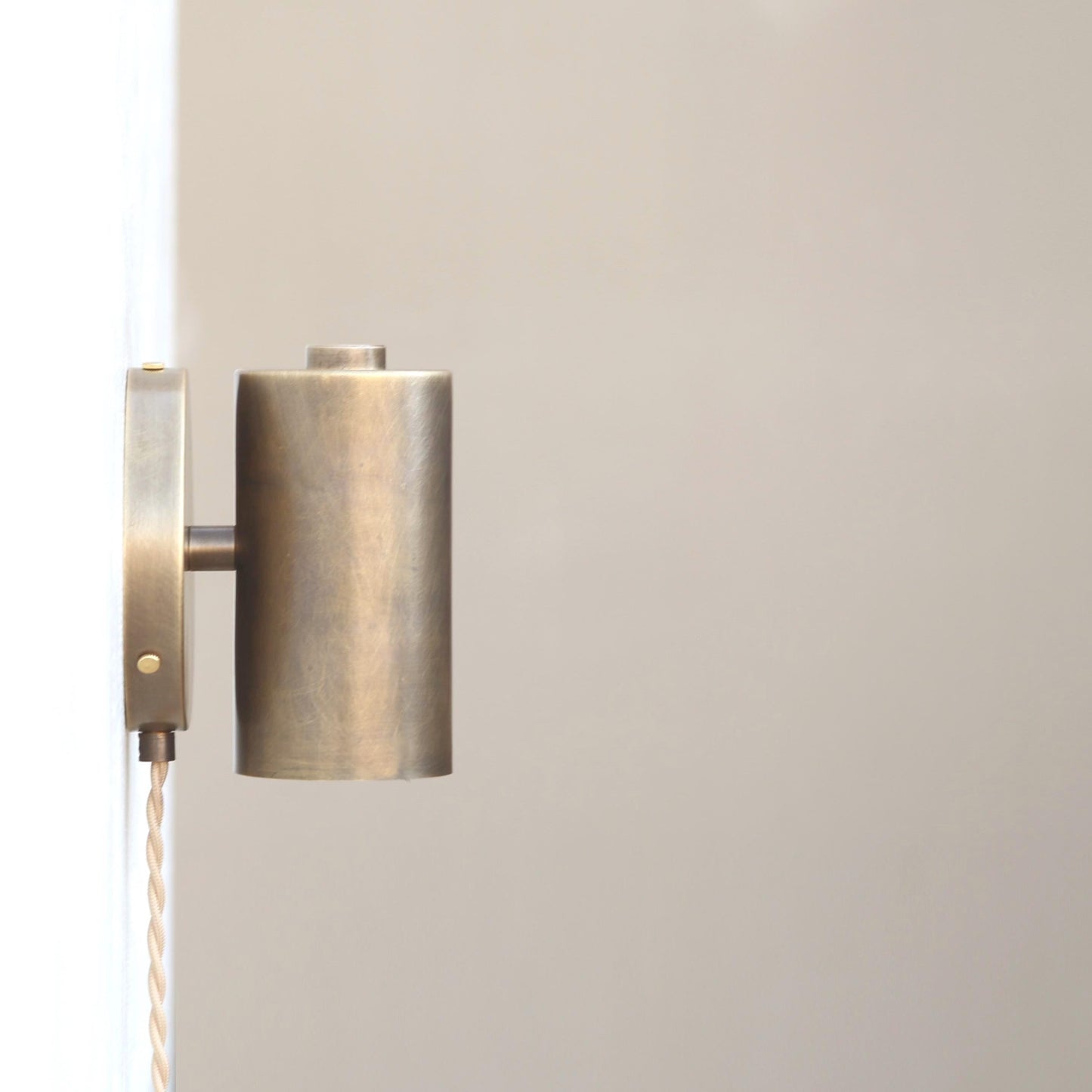 Plug-In Brass Cylinder Wall Sconce