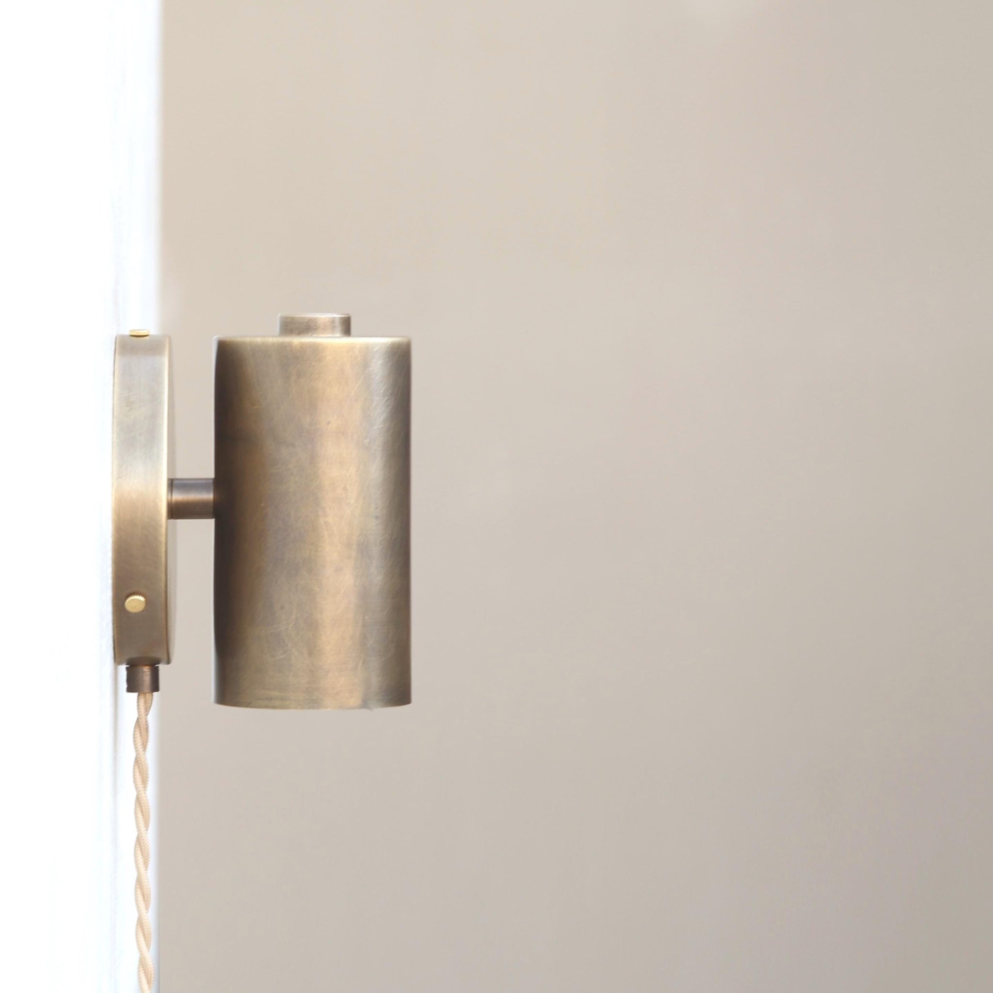 Plug-In Brass Cylinder Wall Sconce
