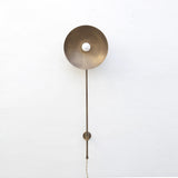 Plug-In Brass Disc Wall Sconce