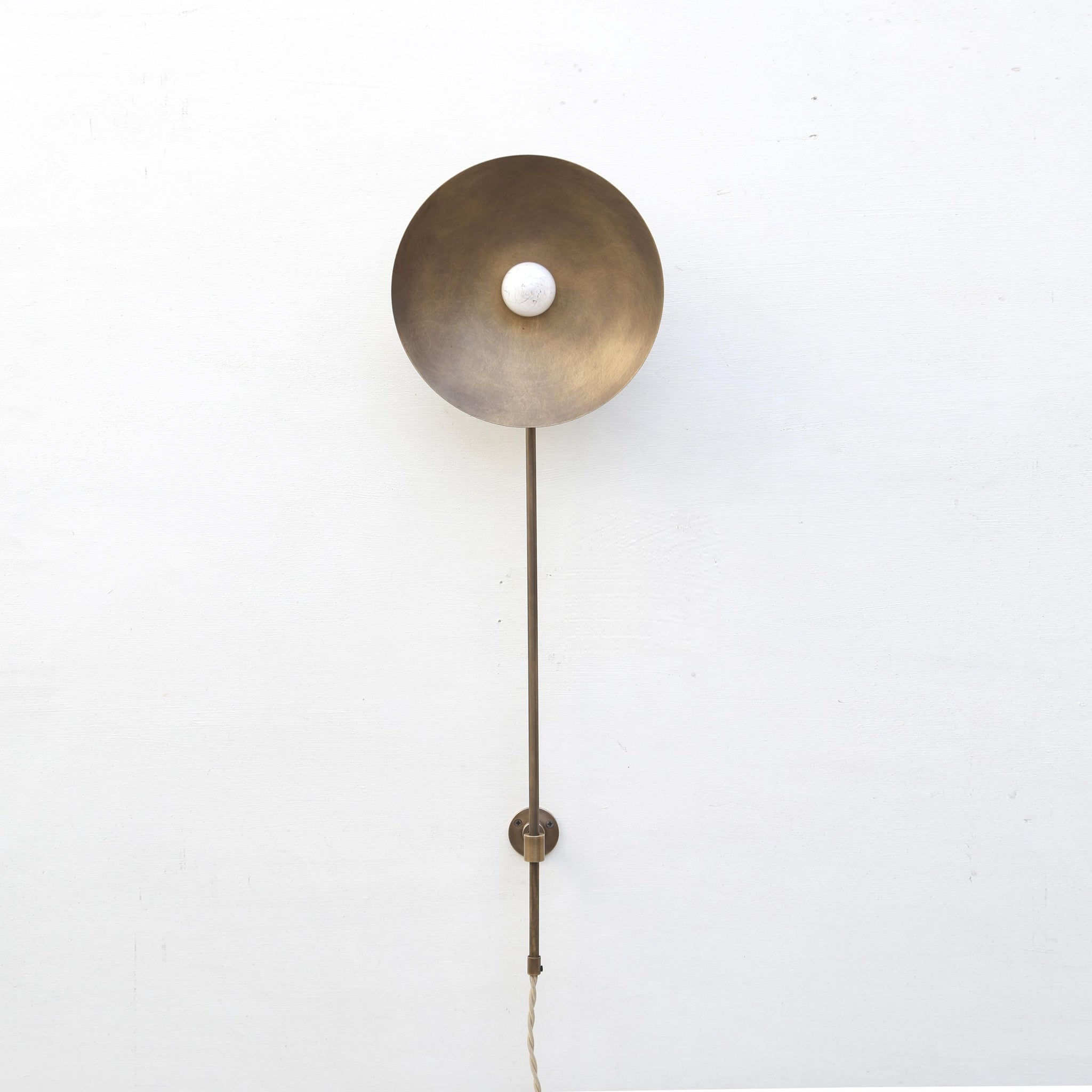 Plug-In Brass Disc Wall Sconce