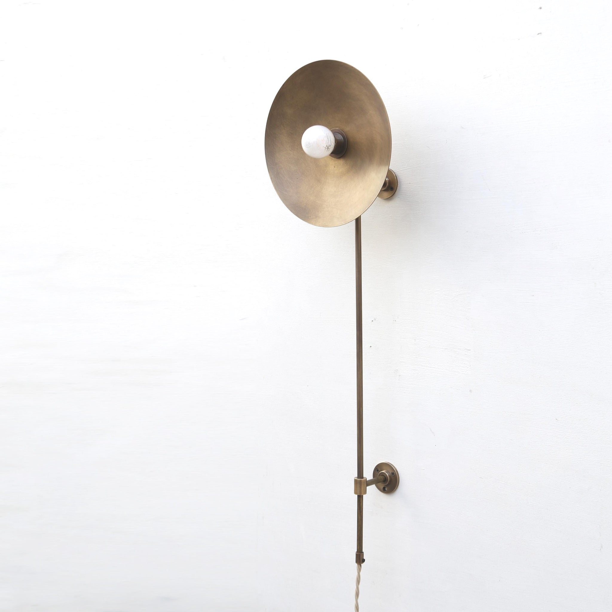 Plug-In Brass Disc Wall Sconce