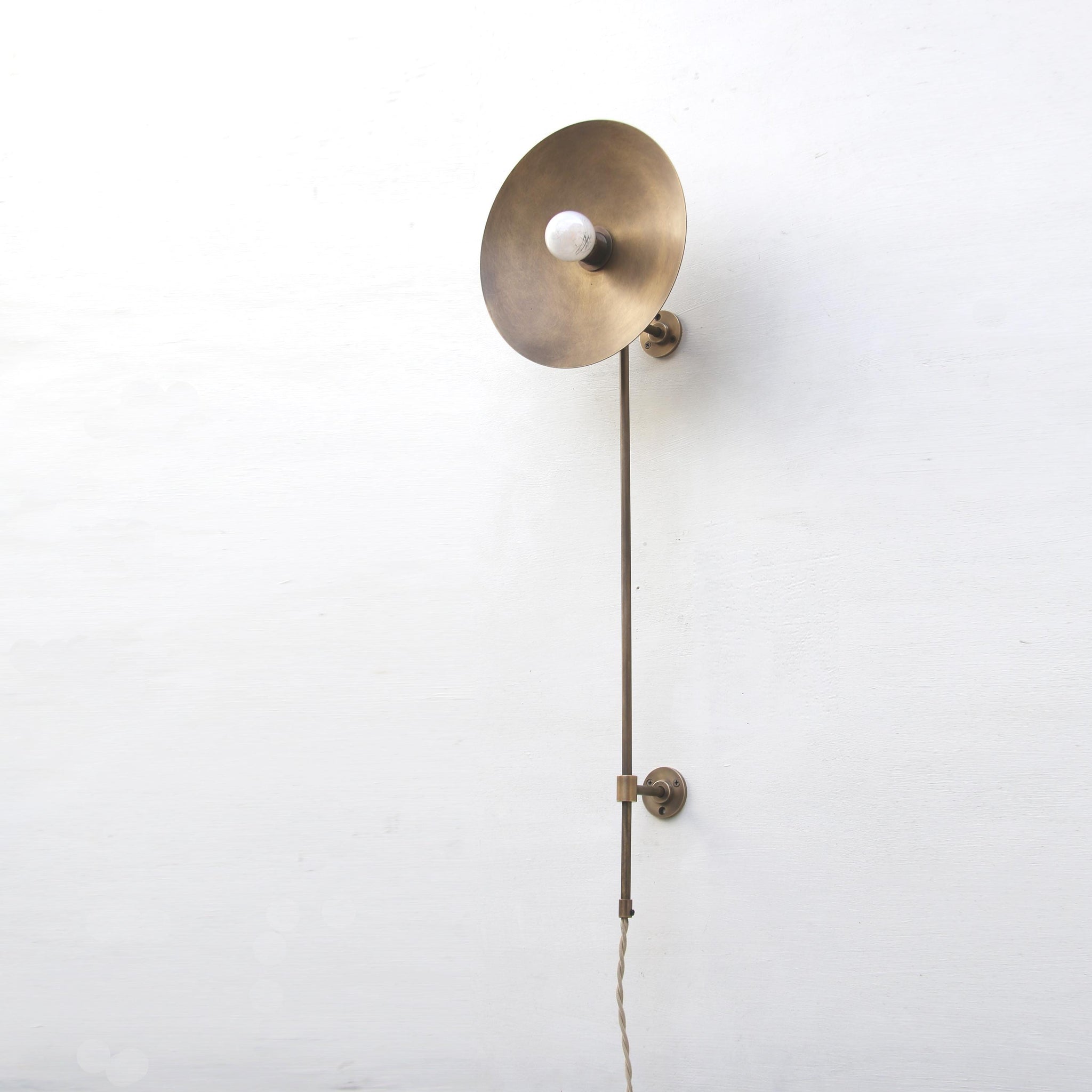 Plug-In Brass Disc Wall Sconce