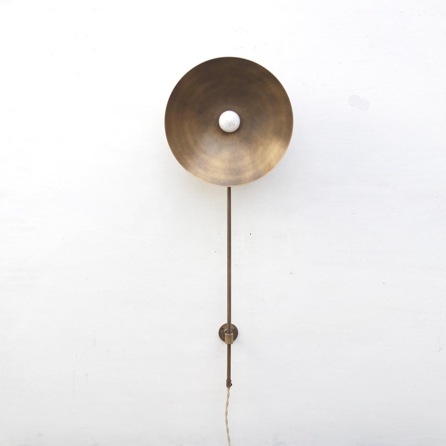 Plug-In Brass Dish Wall Sconce
