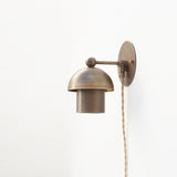 Plug-In Brass Dome Wall Sconce with Fabric Cord