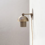 Plug-In Brass Dome Wall Sconce with Fabric Cord