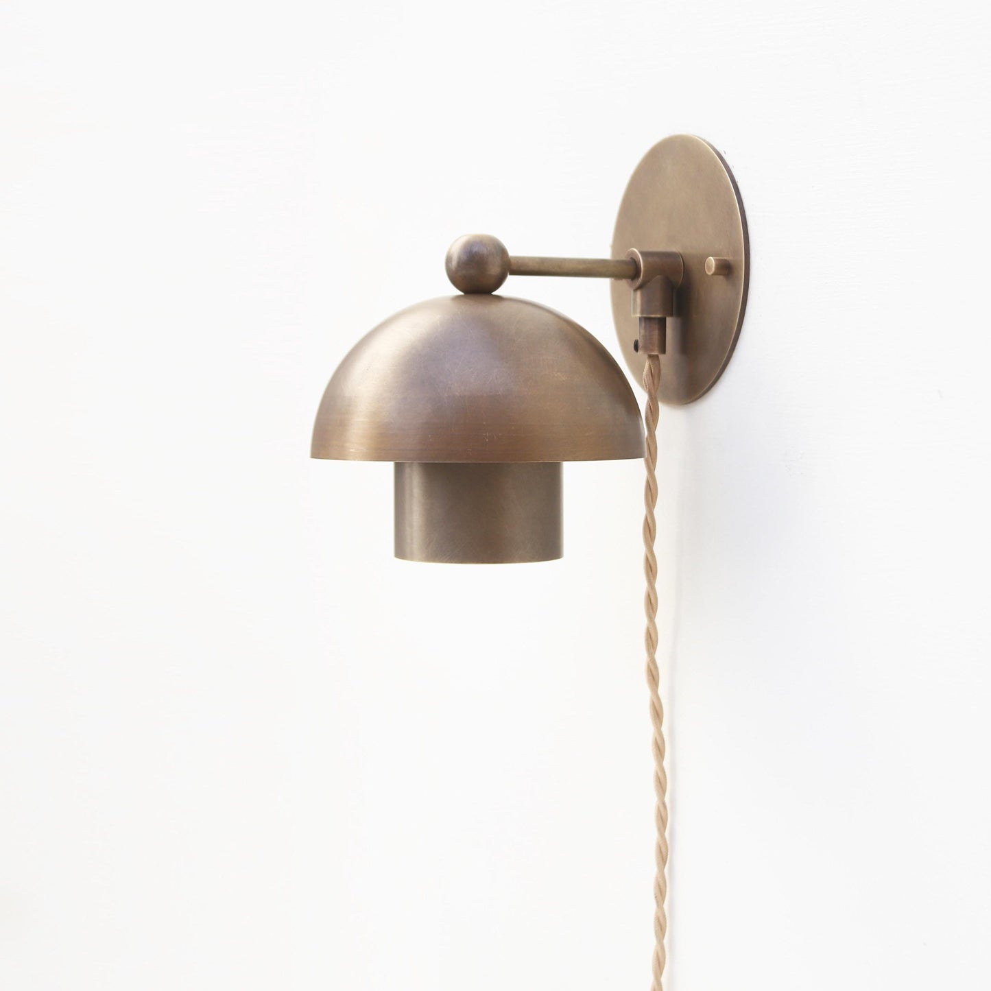 Plug-In Brass Two-Tier Dome Wall Sconce