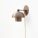 Plug-In Brass Two-Tier Dome Wall Sconce