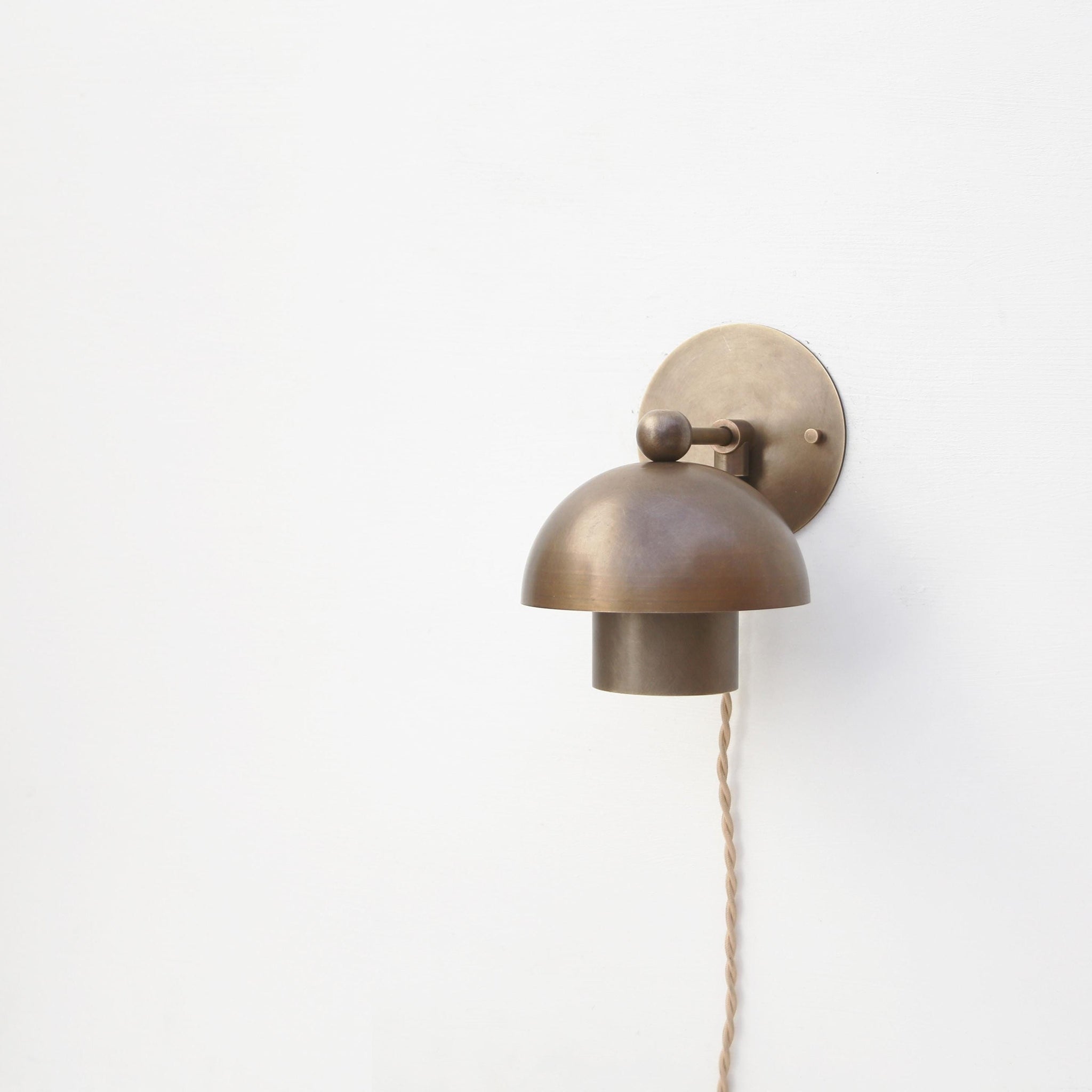 Plug-In Brass Two-Tier Dome Wall Sconce