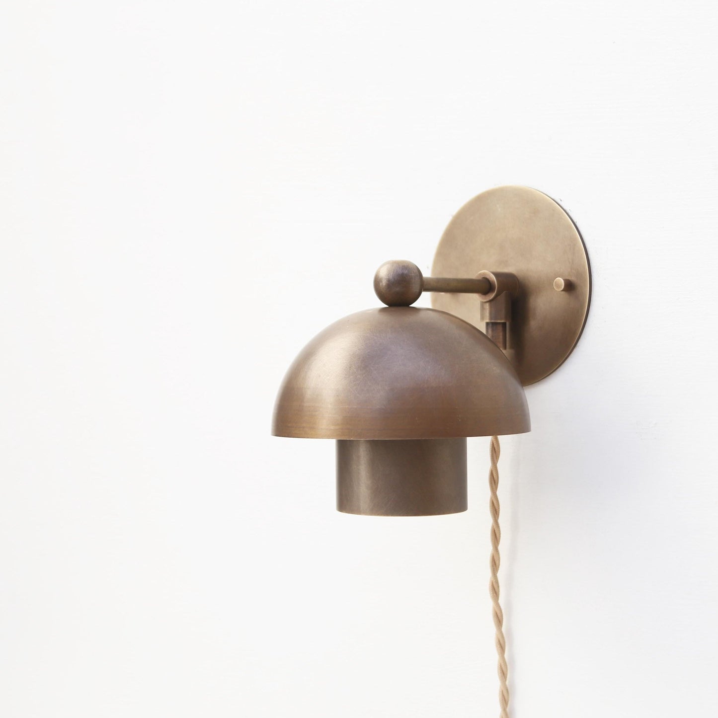Plug-In Brass Two-Tier Dome Wall Sconce