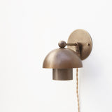 Plug-In Brass Two-Tier Dome Wall Sconce