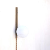 Plug-In Brass Wall Sconce with Opal Globe