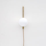 Plug-In Brass Wall Sconce with Opal Globe