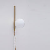 Plug-In Brass Wall Sconce with Opal Globe