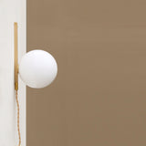 Plug-In Brass Wall Sconce with Opal Globe