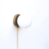 Plug-In Brass Wall Sconce with Six-Inch Opal Globe