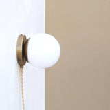 Plug-In Brass Wall Sconce with Six-Inch Opal Globe