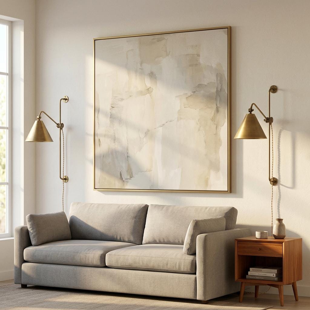 Plug-In Swing Arm Wall Sconce with Brass Cone Shade