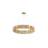 living room chandelier with glass rings