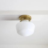 Retro Style Recessed Ceiling Lamp With Milky White Glass Lampshade Design