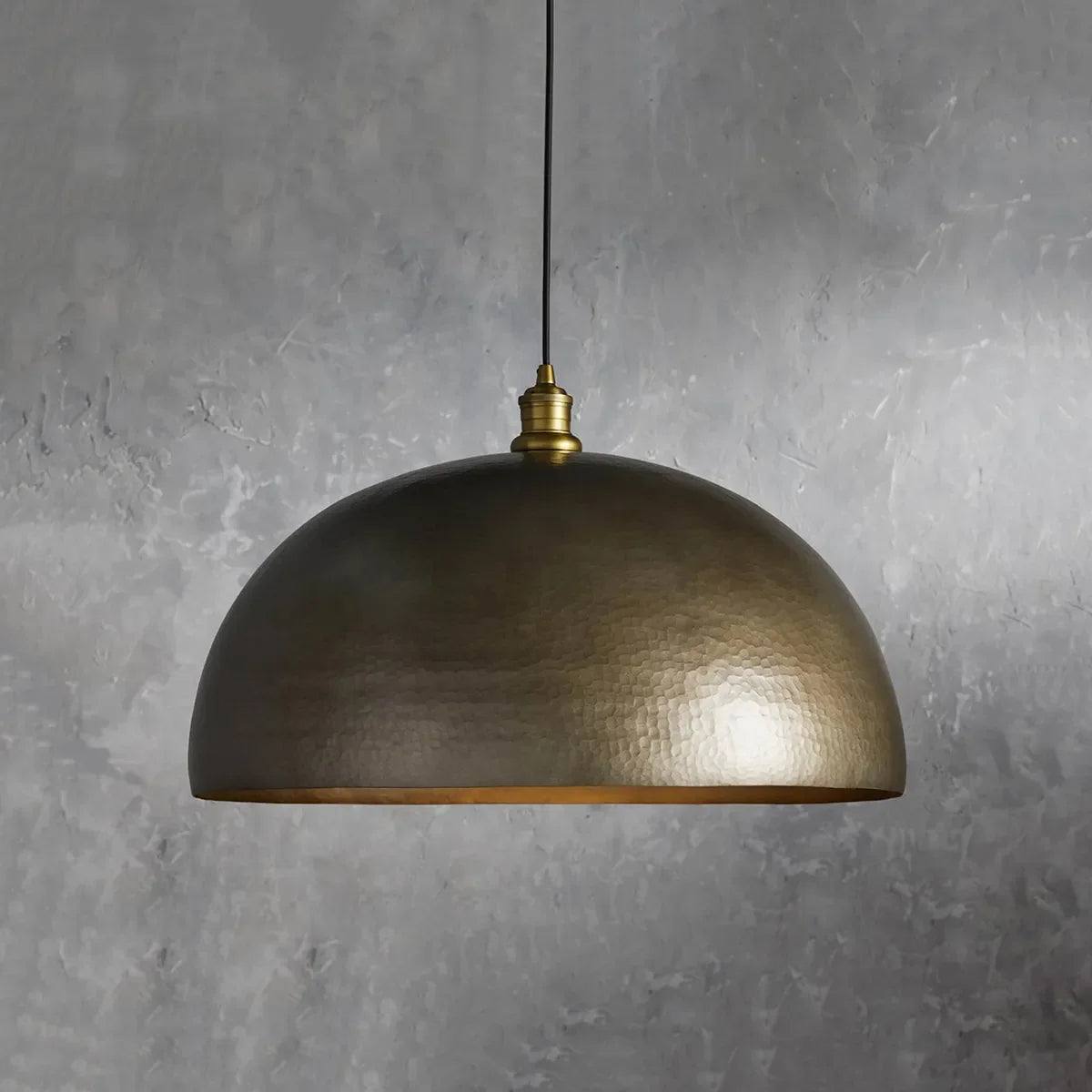 Recycled Metal Dome Pendant Brass