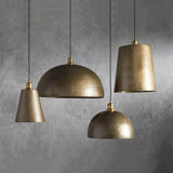 Recycled Metal Dome Pendant Brass