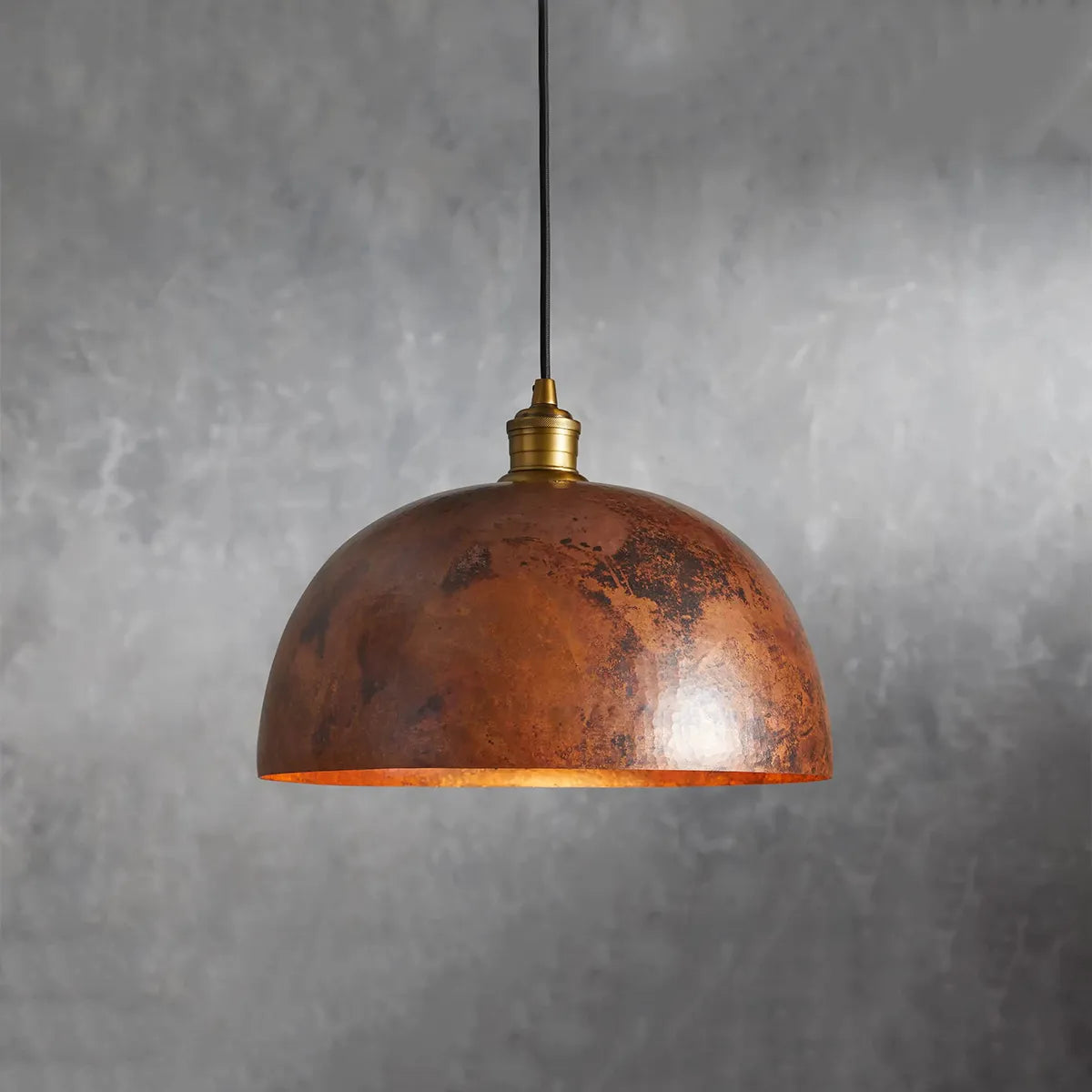 Recycled Metal Dome Pendant Bronze