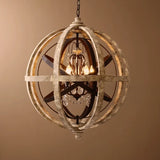 vintage weathered wood globe chandelier