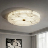 Round Alabaster Flush Mount Ceiling Light | Minimal Accent Lighting - View 3