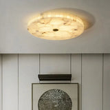 Round Alabaster Flush Mount Ceiling Light | Minimal Accent Lighting - View 4