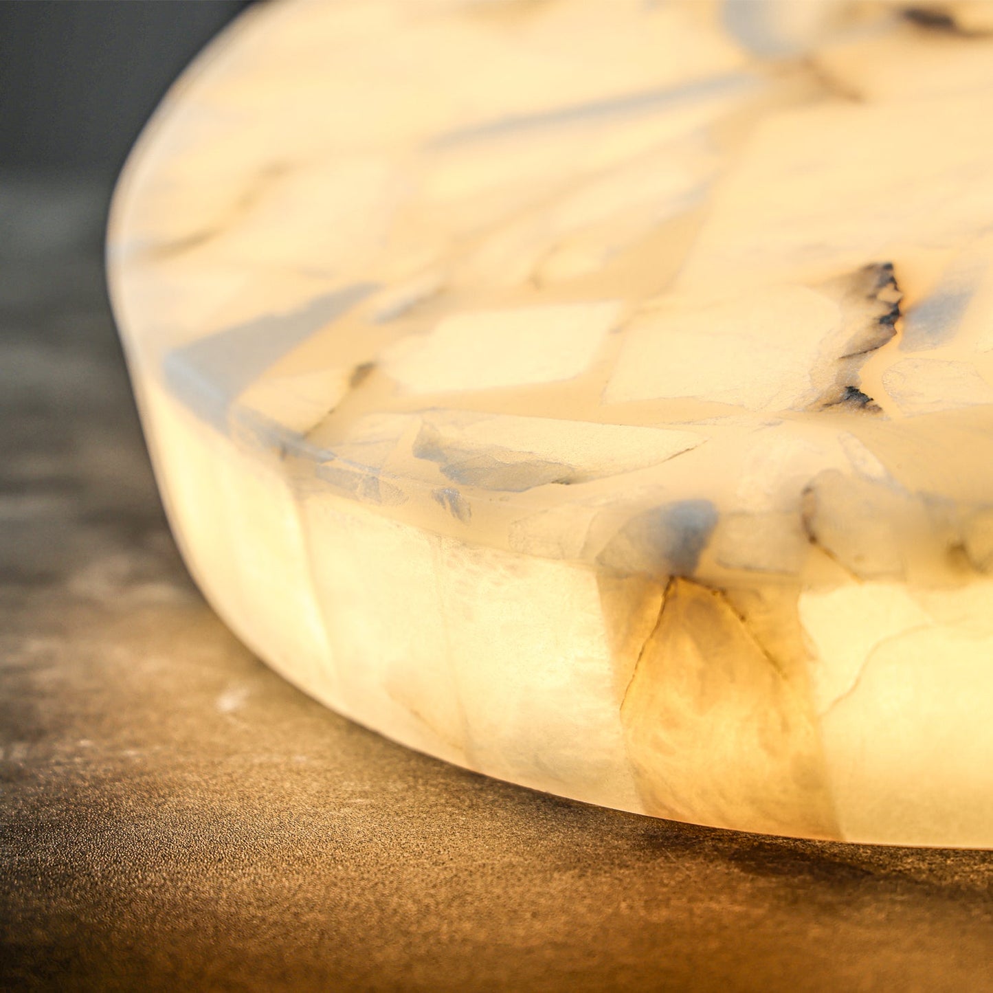 Round Alabaster Flush Mount Ceiling Light | Minimal Accent Lighting
