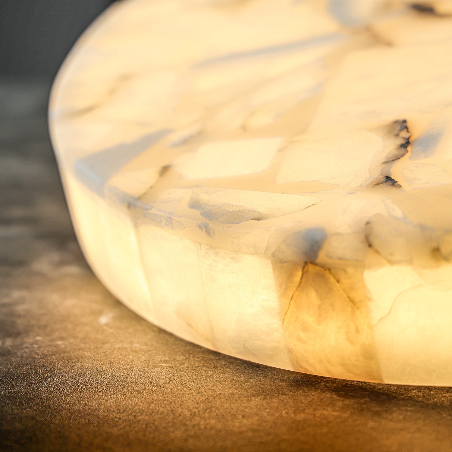 Round Alabaster Flush Mount Ceiling Light | Minimal Accent Lighting