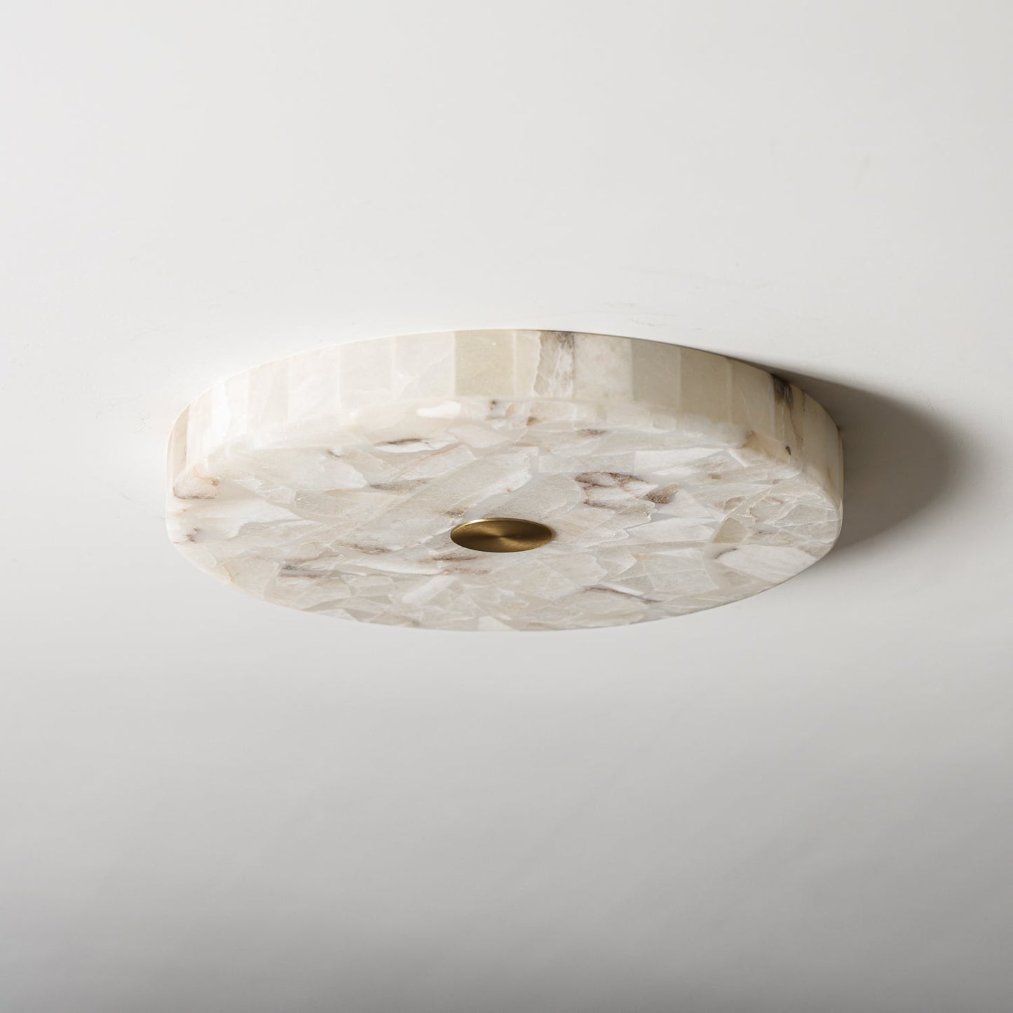 Round Alabaster Flush Mount Ceiling Light | Minimal Accent Lighting