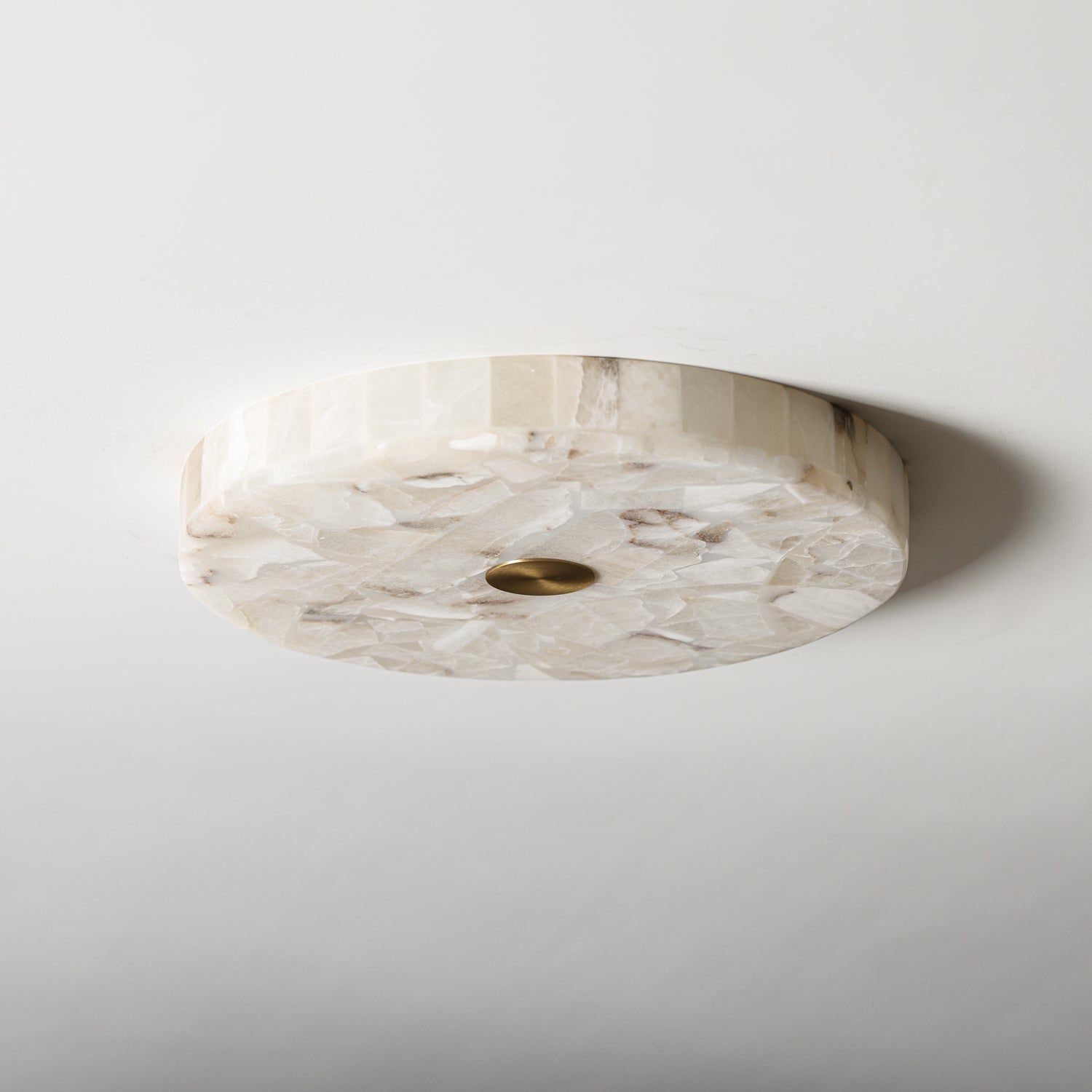Round Alabaster Flush Mount Ceiling Light | Minimal Accent Lighting