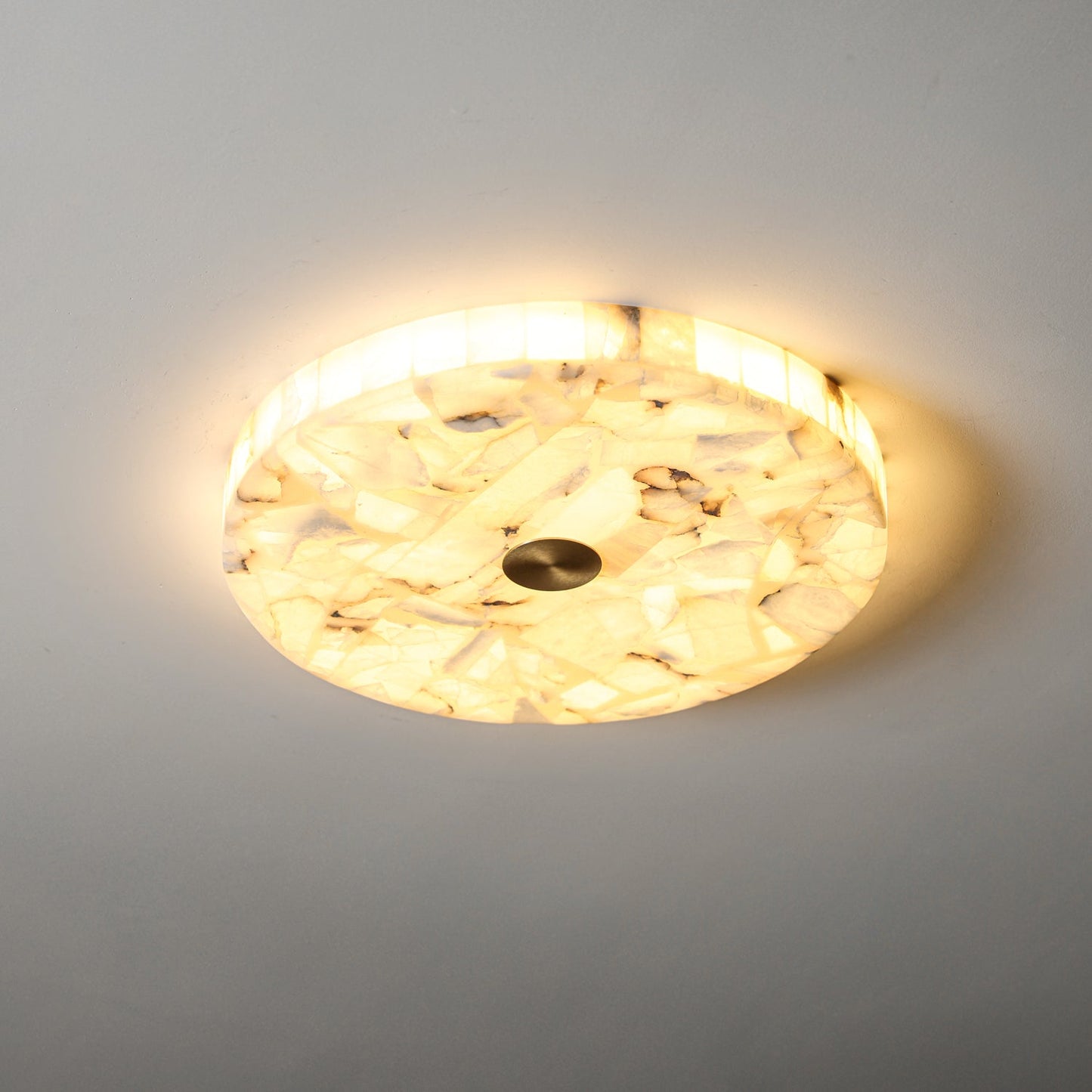 Round Alabaster Flush Mount Ceiling Light | Minimal Accent Lighting