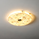 Round Alabaster Flush Mount Ceiling Light | Minimal Accent Lighting