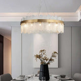 circular tiered glass ceiling lamp