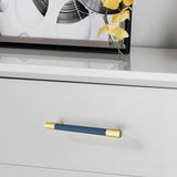 Colorful Brass Leather Cabinet Dresser Drawer Pulls