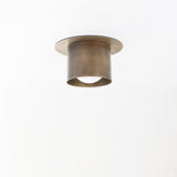 Shallow Brass Cylinder Flush Mount Ceiling Light