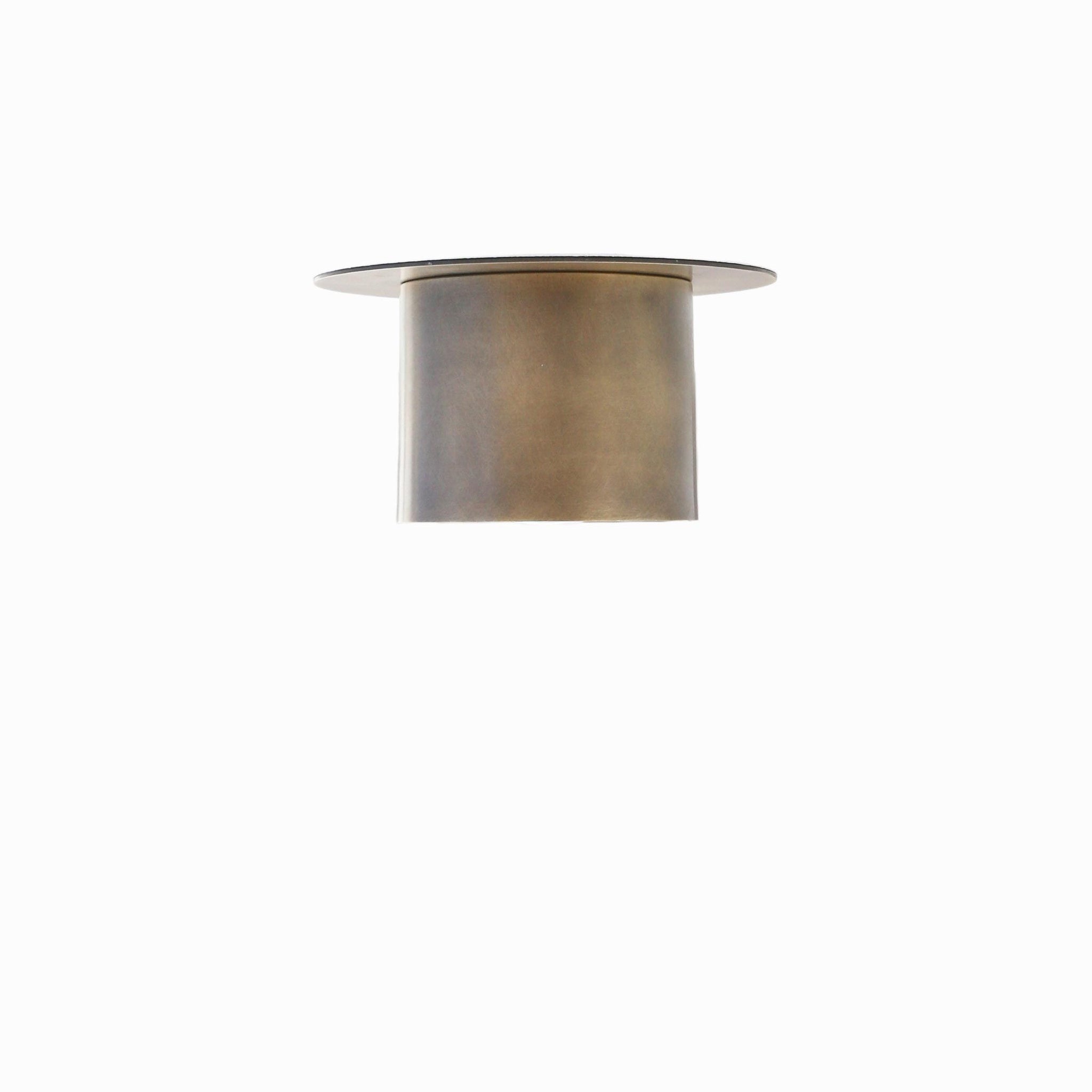 Shallow Brass Cylinder Flush Mount Ceiling Light